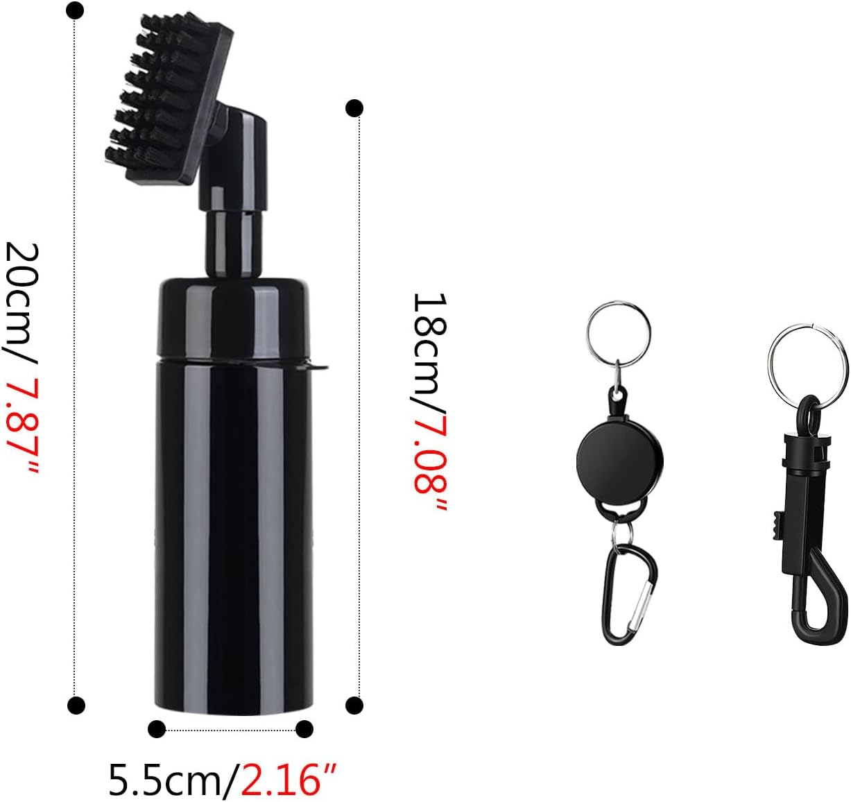 Golf Club Cleaner Brush - 7.5 Inch Groove Tube with 4Oz Squeeze Water Bottle 2 Clip Golf Club Cleaning Kit Essential Accessory with Nylon Bristles Caddy Splash Golf Water Brush Golf Accessories, 1Pcs