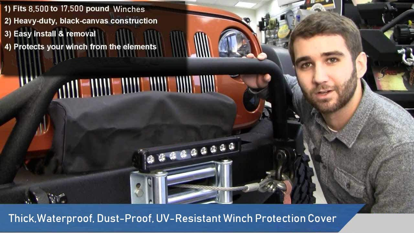Winch Cover, Heavy Duty Waterproof Dust-Proof Winch Protection Cover, Ideal for Electric Winches 8500-17500 Lbs, Indoor/Outdoor (21.5&rdquo; X 9.5&rdquo; X 7.5&rdquo;) - Black image number 3