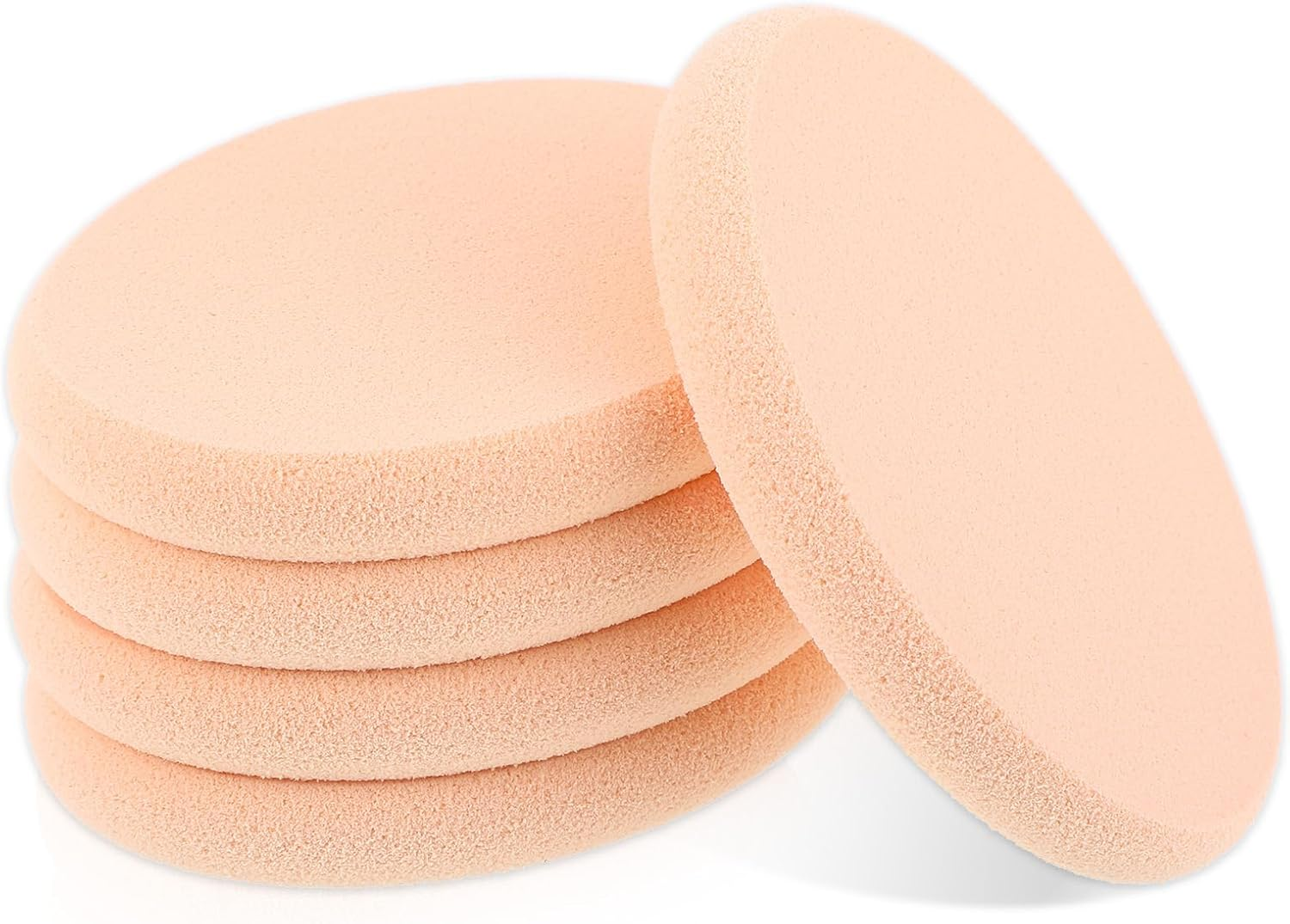 5 PCS Flat Makeup Sponge, Beige Smooth Makeup Sponges for Foundation, Oval Cushion Powder Puff Blender Make up Sponges for Professional Makeup image number 5