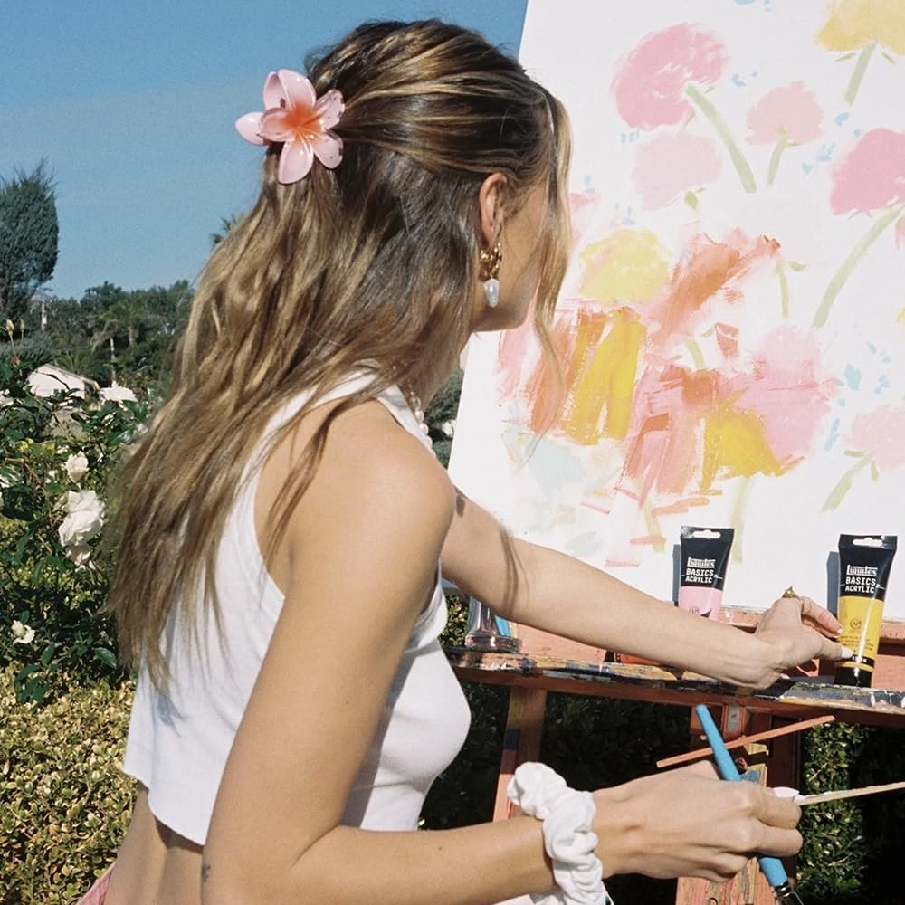 ZSPERKLA Pack of 4 Flower Hair Clips, Non-Slip Cute Hair Clips, Large Hair Clip for Women and Girls image number 5