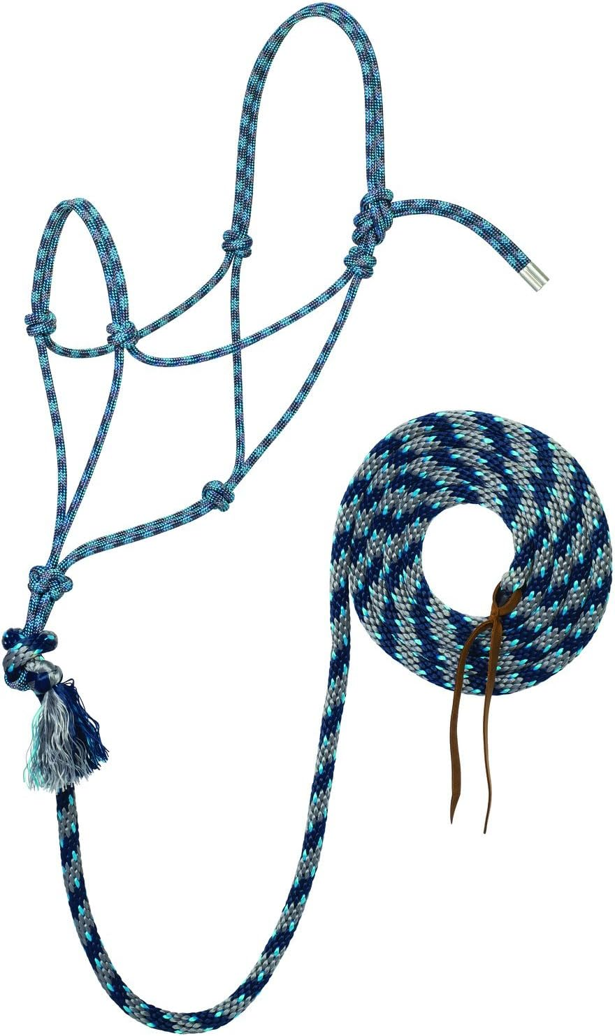 Silvertip Weaver Leather No.95 Rope Halter with 12" Leash, Grey/Royal Blue/Navy/Turquoise, Average, 35-9525-T33