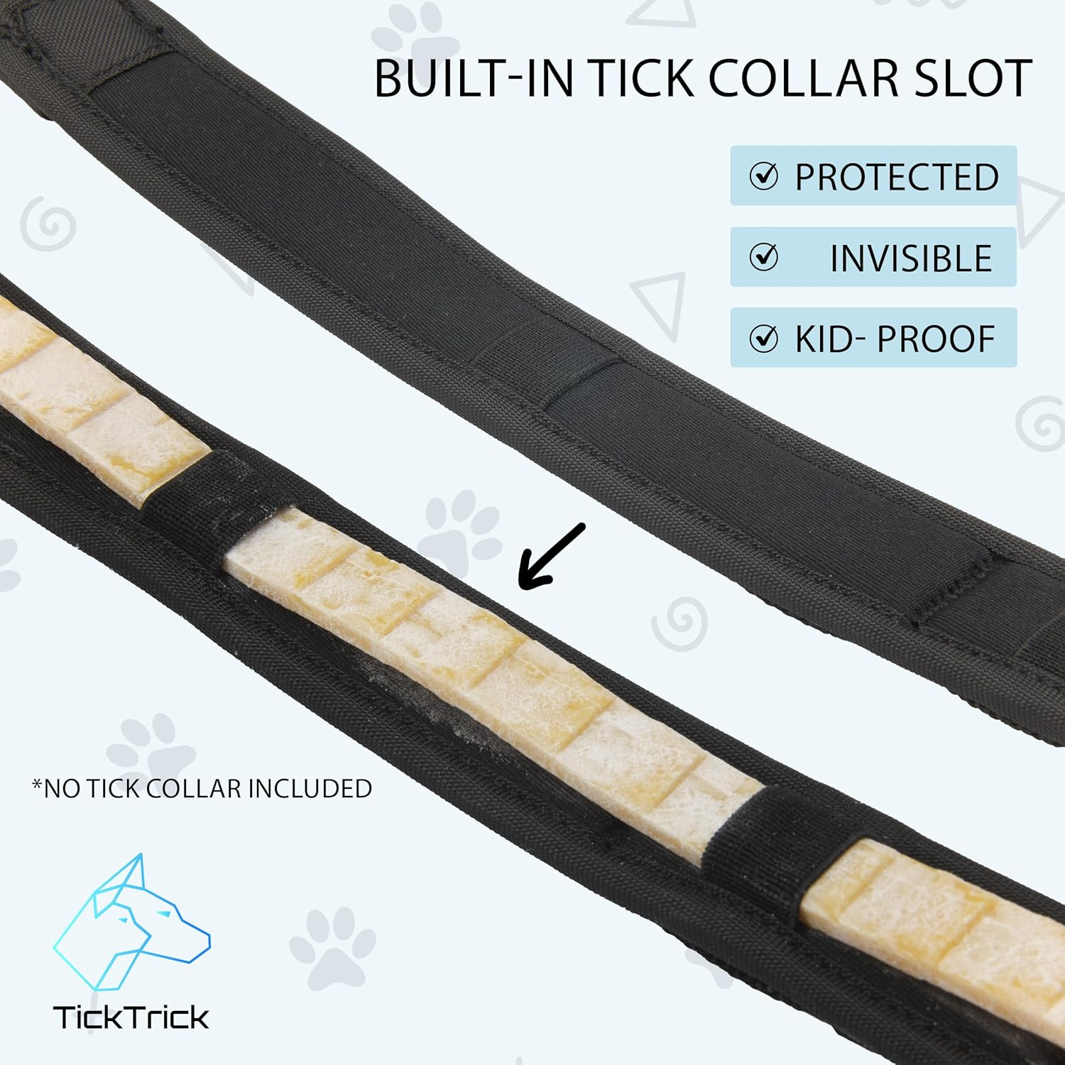 Ticktrick Dog Collar with Integrated Tick Tape Holder - Training Collar for Dogs Made of Durable Nylon - Reflective - S-XL - Black, Red, Blue - for Small & Large Dogs (Red, XL)