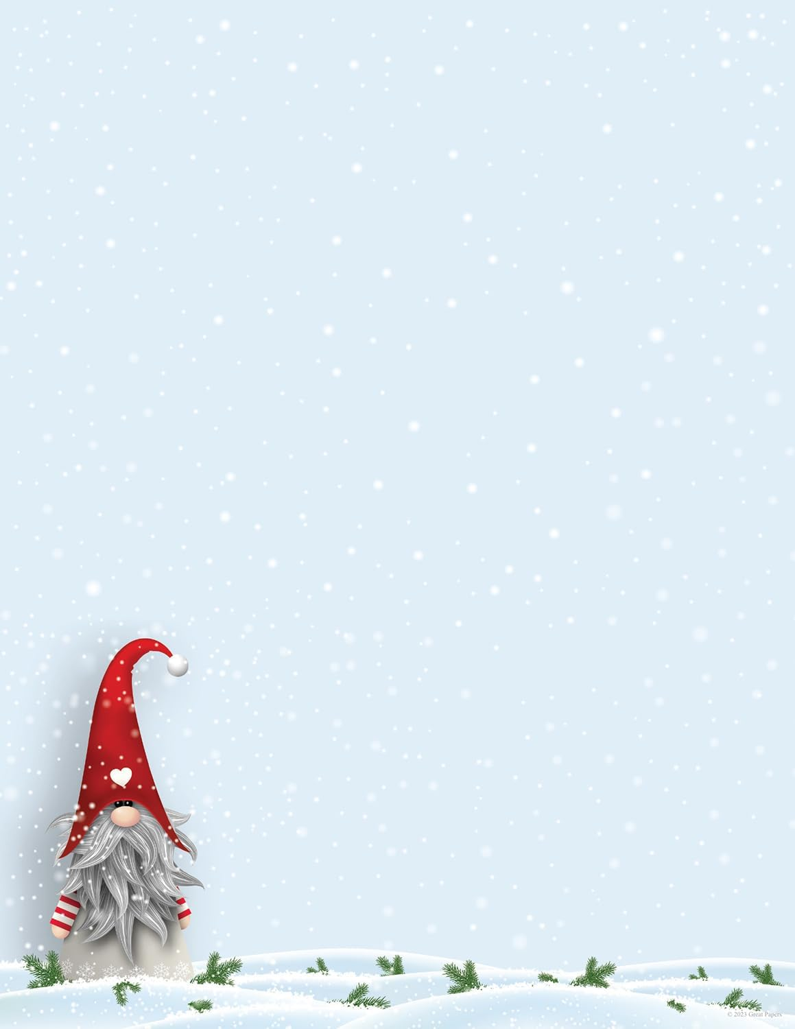 Great Papers! Snow Gnome Letterhead, for Invitations, Announcements and Personal Messages, Printer Friendly 8.5" X 11", 50 Pack (2023041) image number 2