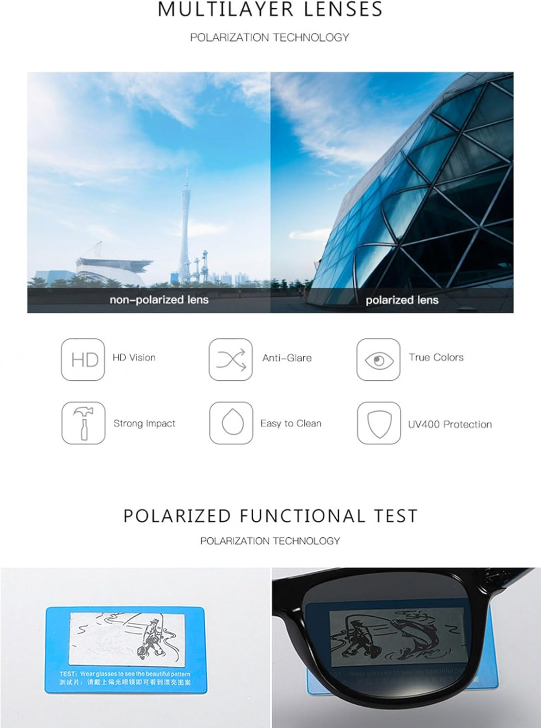 Jueshanzj Polarized Sunglasses Sunglasses Men and Women with the Same Paragraph Sunglasses - Black Frame Green image number 3