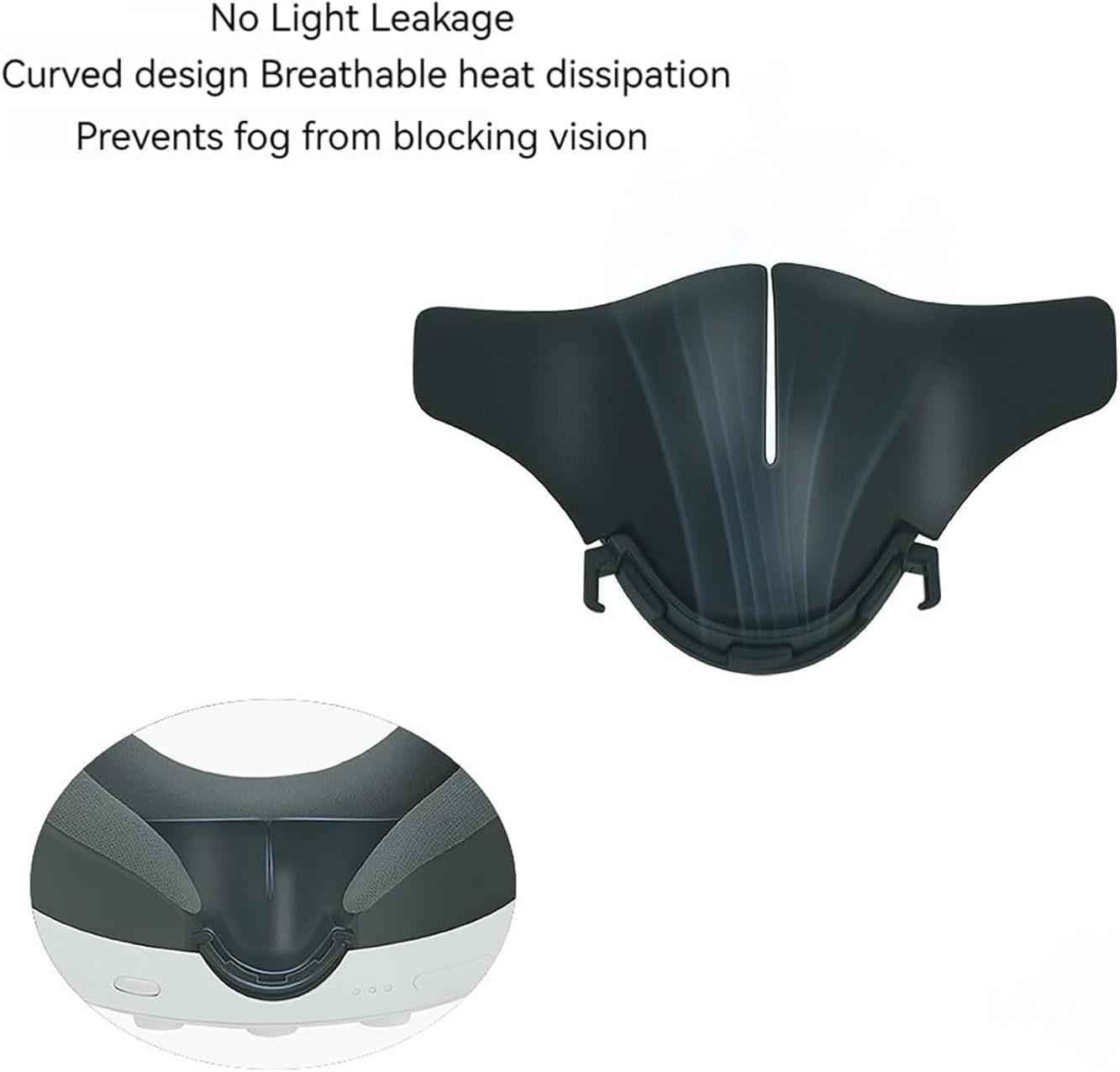 1 PCS VR Headset Soft Nose Pad for Quest 3, Anti-Leakage Nose Guard Silicone Blackout Cover Cushion ，VR Accessories with Enhanced Comfort and Durability (Black) image number 3