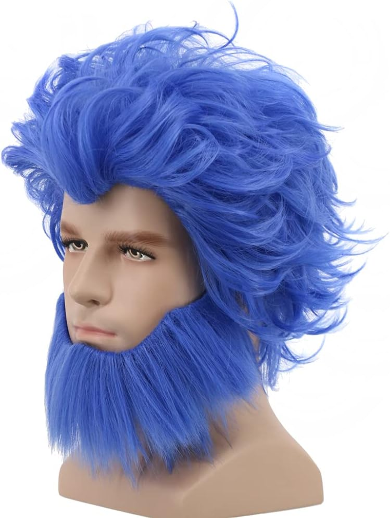 Yuehong Mens Short Curly Brown Wig Anime Cosplay Wigs Halloween Cosplay Costume Hair Wig