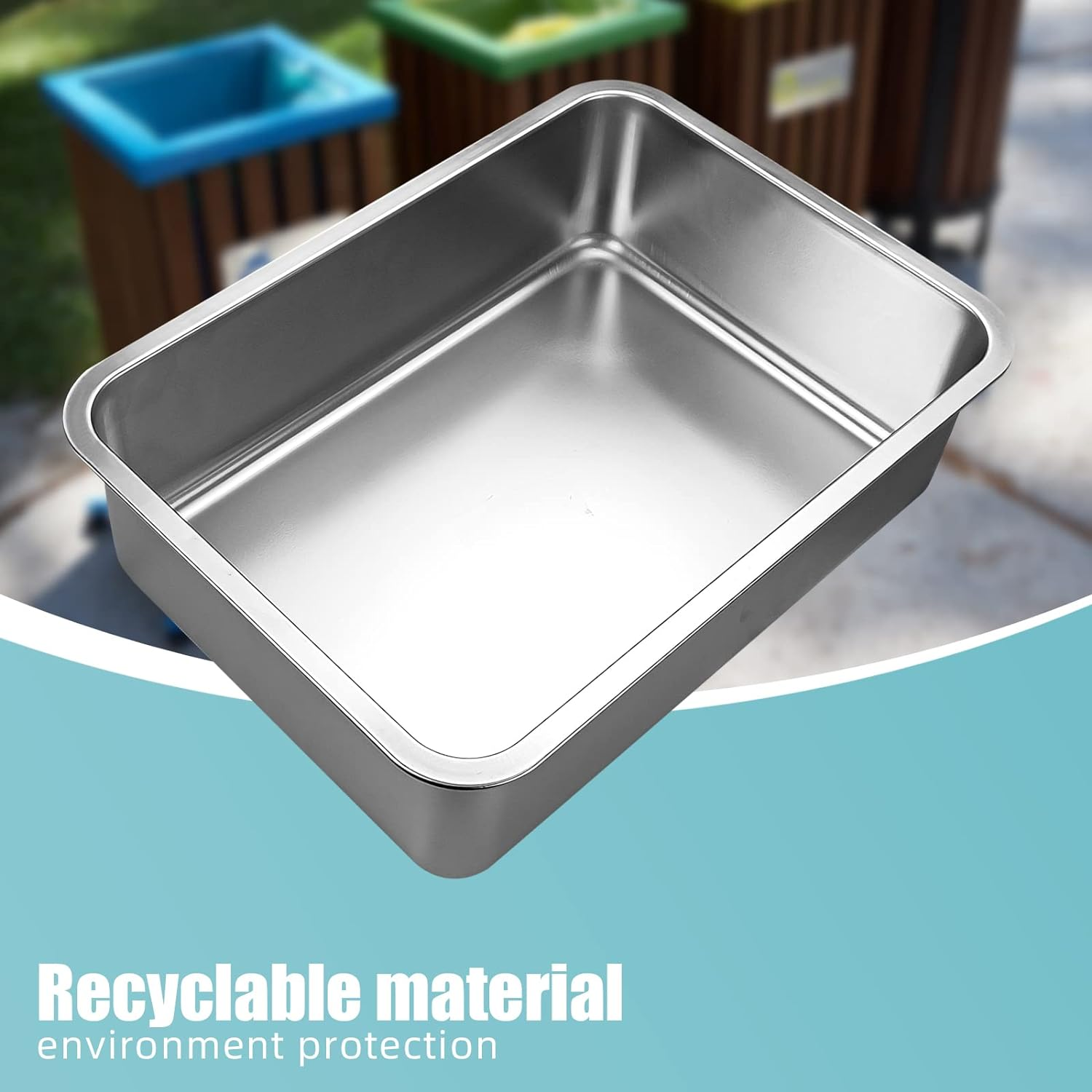 Stainless Steel Cats Litter Box, 4" Height Litter Box for Small Animals, Easy Entry, Easy to Clean, Non Stick Smooth Surface image number 4