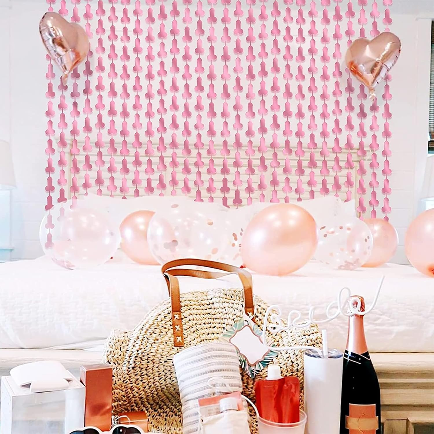 2 Pcs Decorations Rose Gold Fringe Curtains Background for Bachelorette Party,Wedding,Holiday Decorations Rose Gold Backdrop,Party Rose Gold Backdrop(3.2 Ft X 6.6 Ft)(Rose Gold) image number 3