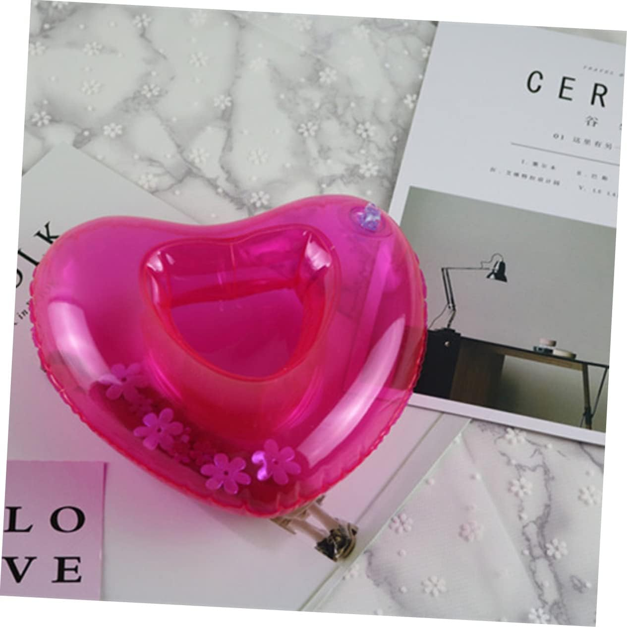 Inflatable Cup Holder Floating Drink Support Heart Shape PVC Mat Set for Beach Party Theme Party Summer Outdoor Events Easy to Inflate Stable in Water image number 6