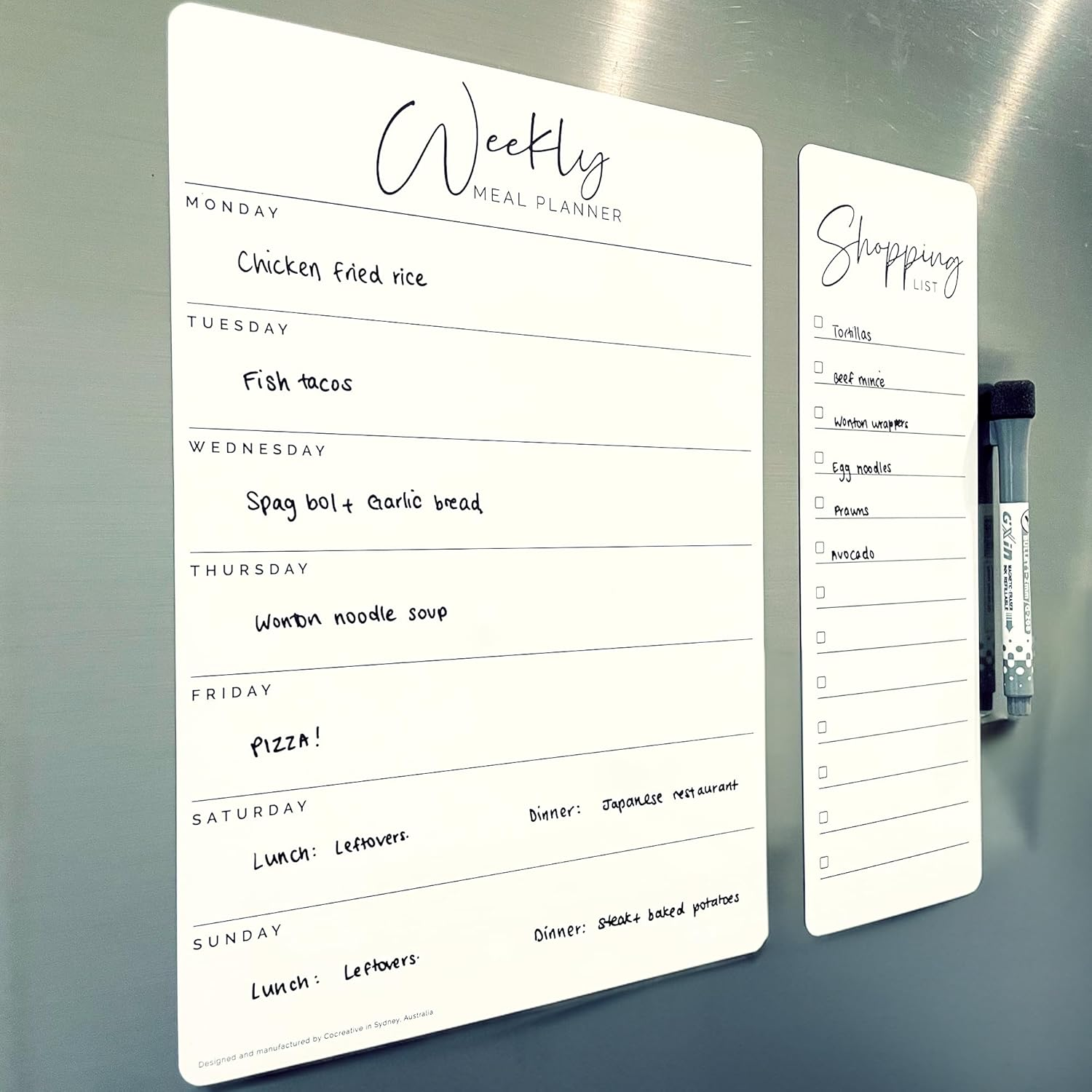 Magnetic Weekly Meal Planner for Fridge - 2 Pack Combo with A4 Planner & Shopping List by Cocreative Design image number 4