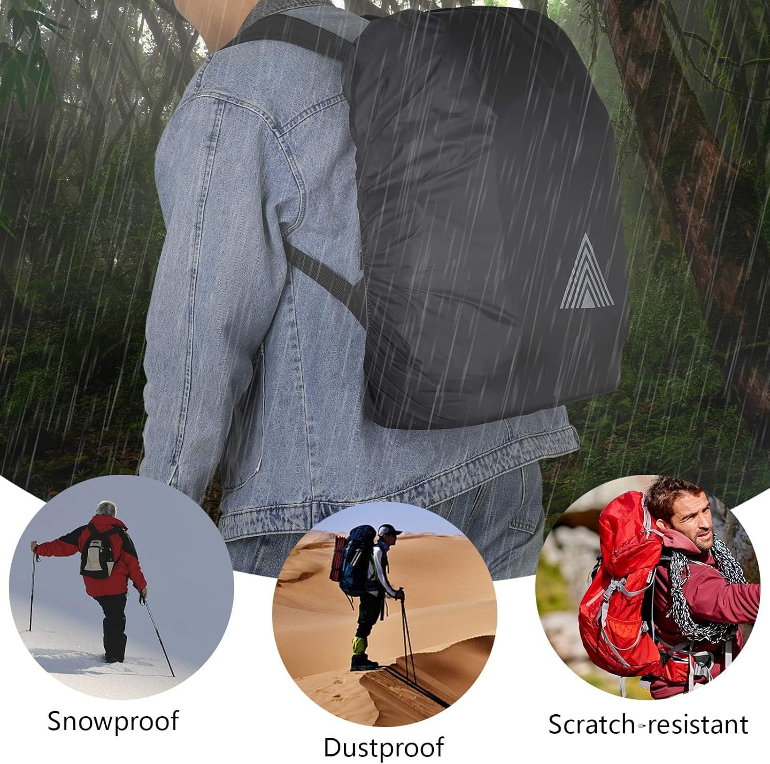 HDBHBH Waterproof Backpack Rain Cover - Ultralight Adjustable Rucksack Cover for Camping Hiking Cycling Travel, Anti-Dust Anti-Tear Outdoor Protector, Black (XS 15-25L) image number 4