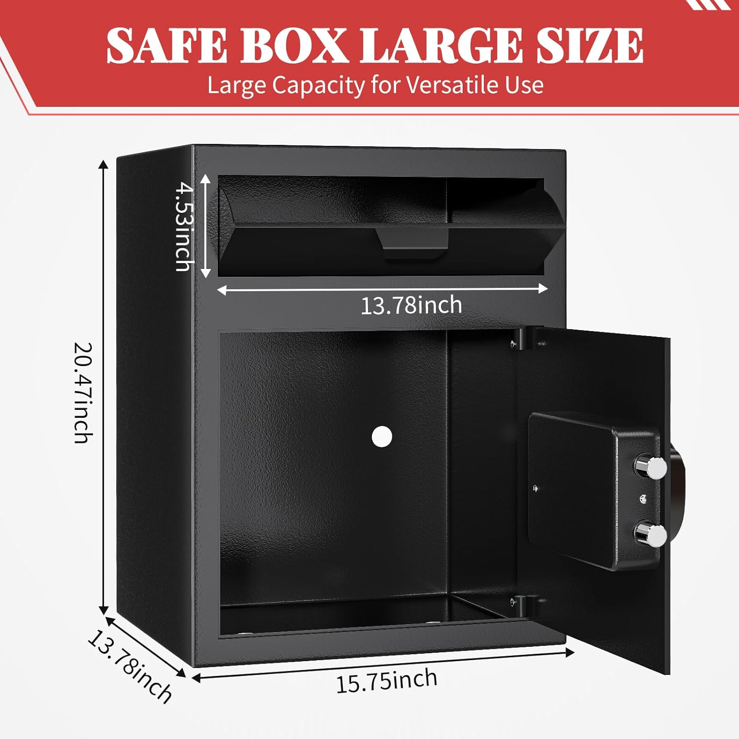 KABISAFE Depository Safe with Drop Slot, 3.0 Cu Ft Large Cabinet Anti-Theft Cash Drop Safe with Digital Keypad Lock, Business Security Safe Box with Alarm Function for Home Office image number 3