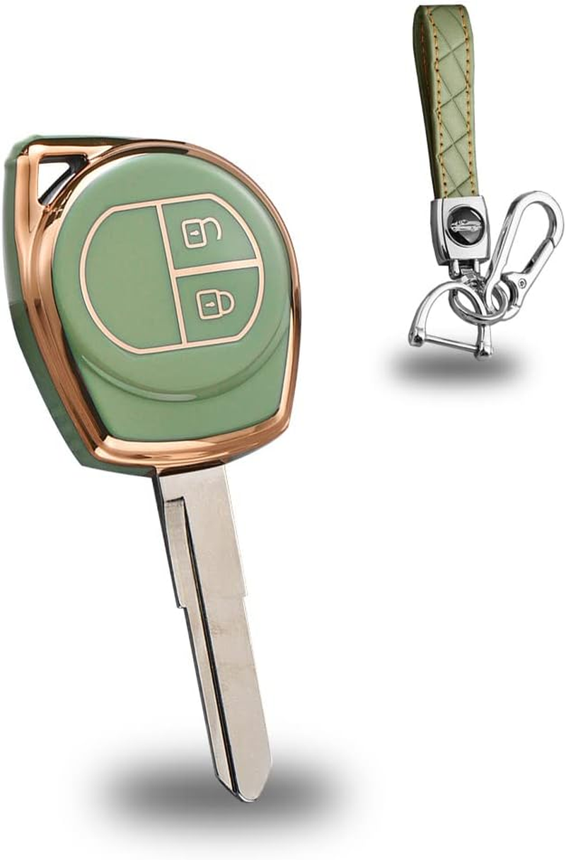 KUNIO Car Key Case Key Fob Fits Suzuki SX4 Grand Vitara Liana Window Swift Celerio Jimny Ciaz Alto Accessories TPU Key Cover Key Cover Protective Case Green