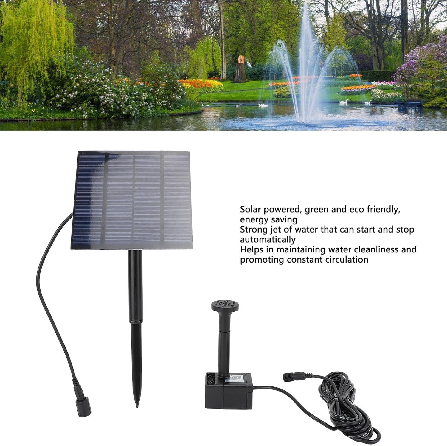 Solar Water Pump Kit, Solar Fountain Pump, Bird Bath Fountain Pump for Bird Baths, Gardens, Backyards, Swimming Pools, Fish Tanks, Etc image number 4