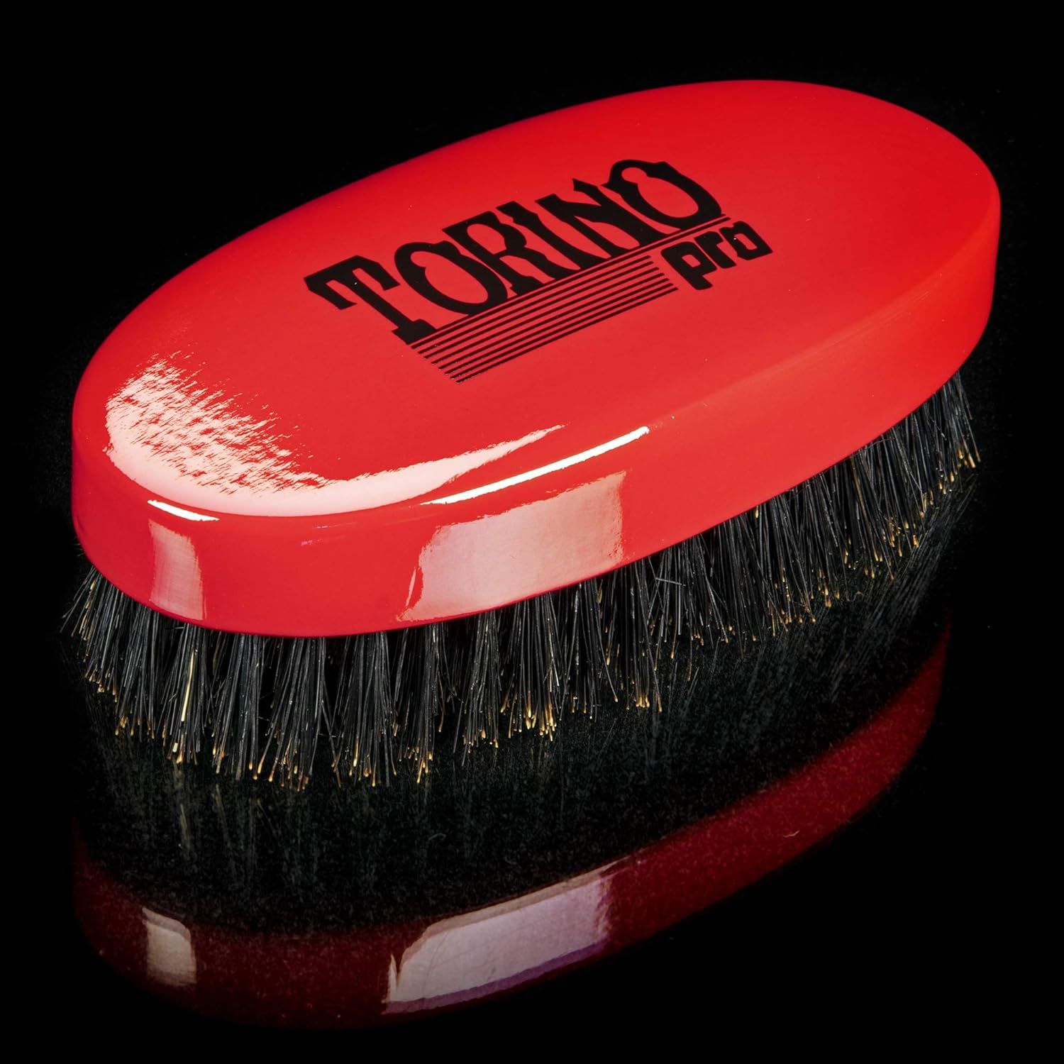 Torino Pro Wave Brush #1000 - by Brush King - Medium Hard Oval Palm/Military 360 Waves Brush image number 1