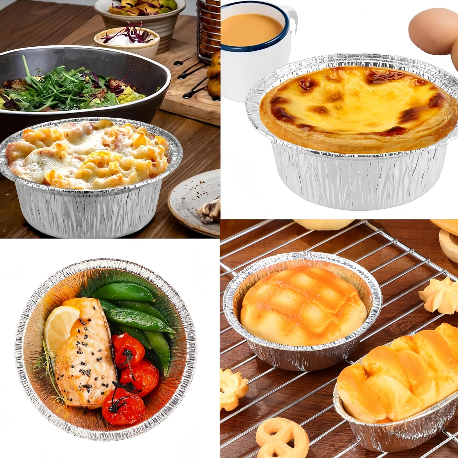 Aluminum Foil Baking Pie Pans 4.3Inch,125 Pcs Aluminum Pie Pans, round Cake Cup, Small Pie Tins for Baking Personal Mini Pies, Easily Stack,Store, Freeze, Reheat image number 3