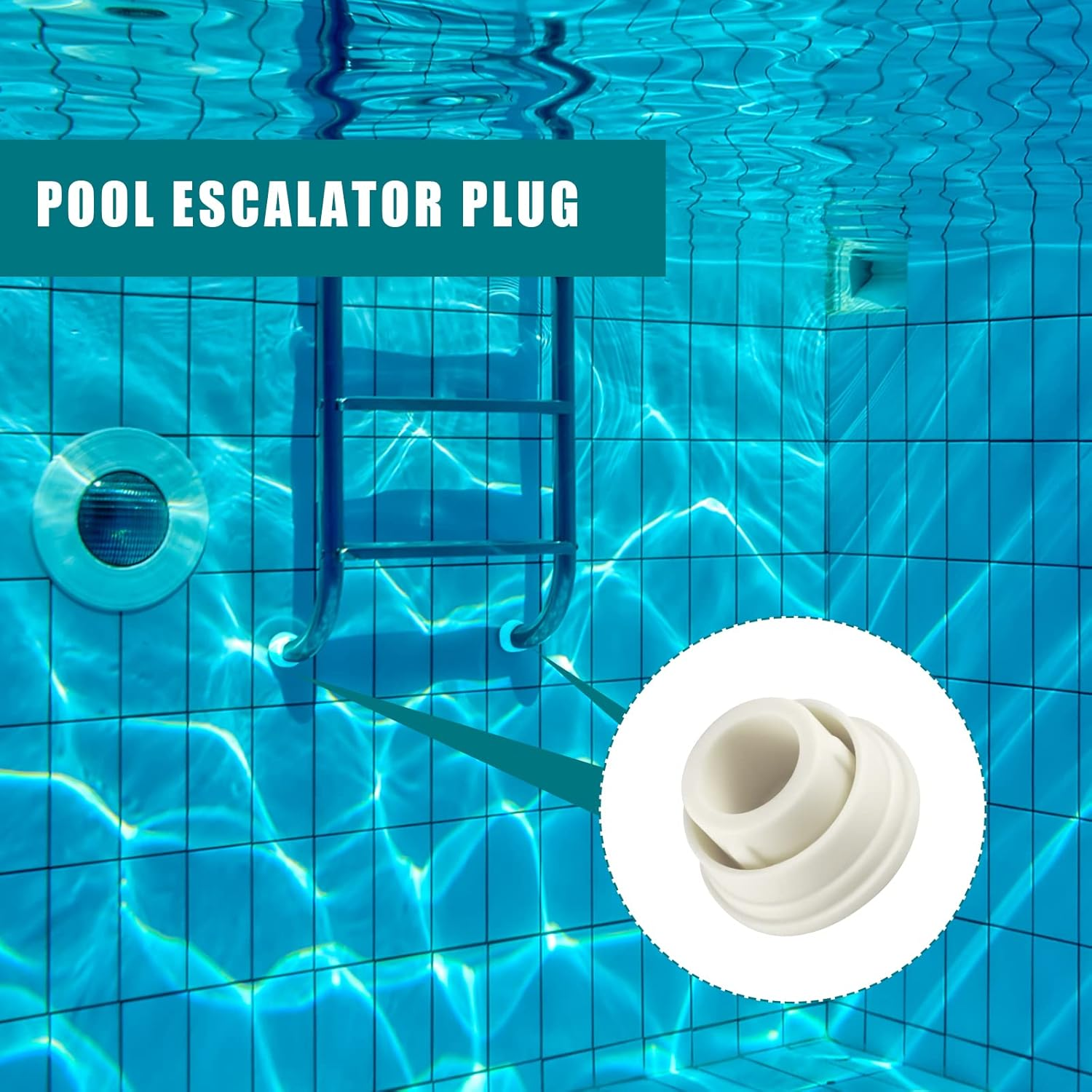 2Pcs Pool Ladder Bumpers, White Pool Ladder Bumpers for Inground Pool to Protect Swimming Pool Ladder Replacement Steps, Rubber Material Pool Ladder Caps Parts. image number 2