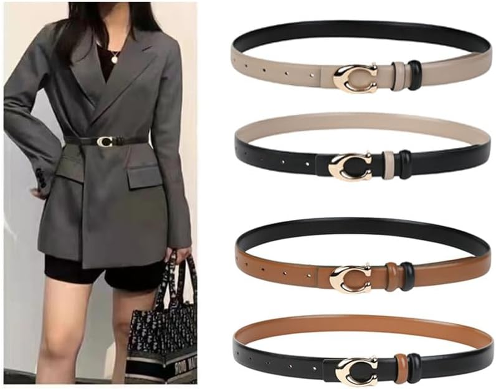 Torostra Women Reversible Leather Belt for Dresses Pants Jeans,Fashion Dress Belts - Csharp Buckle Black/Brown image number 4