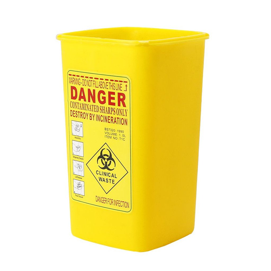 BAOBLADE Yellow Sharps Bin Needle Blade Waste Disposal Container with Locking Lid 1.0L