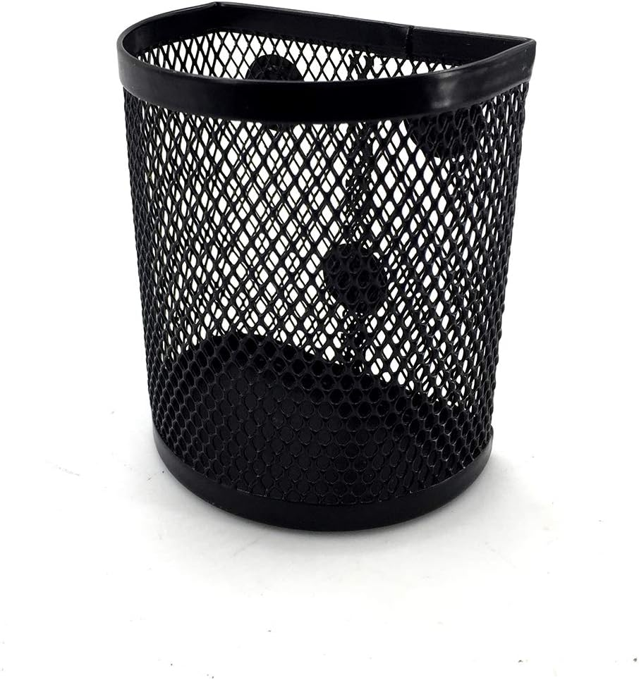 Magnetic Pen/Pencil Mesh Metal Basket/Holder/Container/Storage/Organizer for Kitchen/Refrigerator/Fridge/Whiteboard/Dry Erase/File Cabinet/Locker (Set of 2) 7.3X5X9.5Cm Black