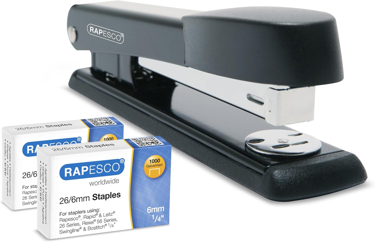 Rapesco 1602 Germ-Savvy Antibacterial Marlin Stapler, 25 Sheet Capacity and 2000 26/6 Mm Staples, Black image number 1