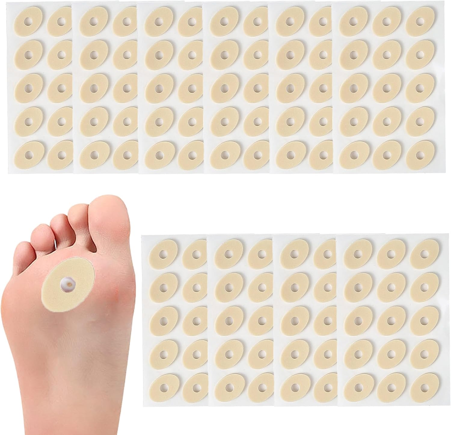 ZHIGOU 150 Pieces Corn Cushions,Soft Latex Foam Self Adhesive Callus Pads Corn Pad anti Friction Reduce Foot and Heel Pain,Suitable for Men and Women'S Feet,Toes,Heels Corn Pads for Feet(Small Oval) image number 6