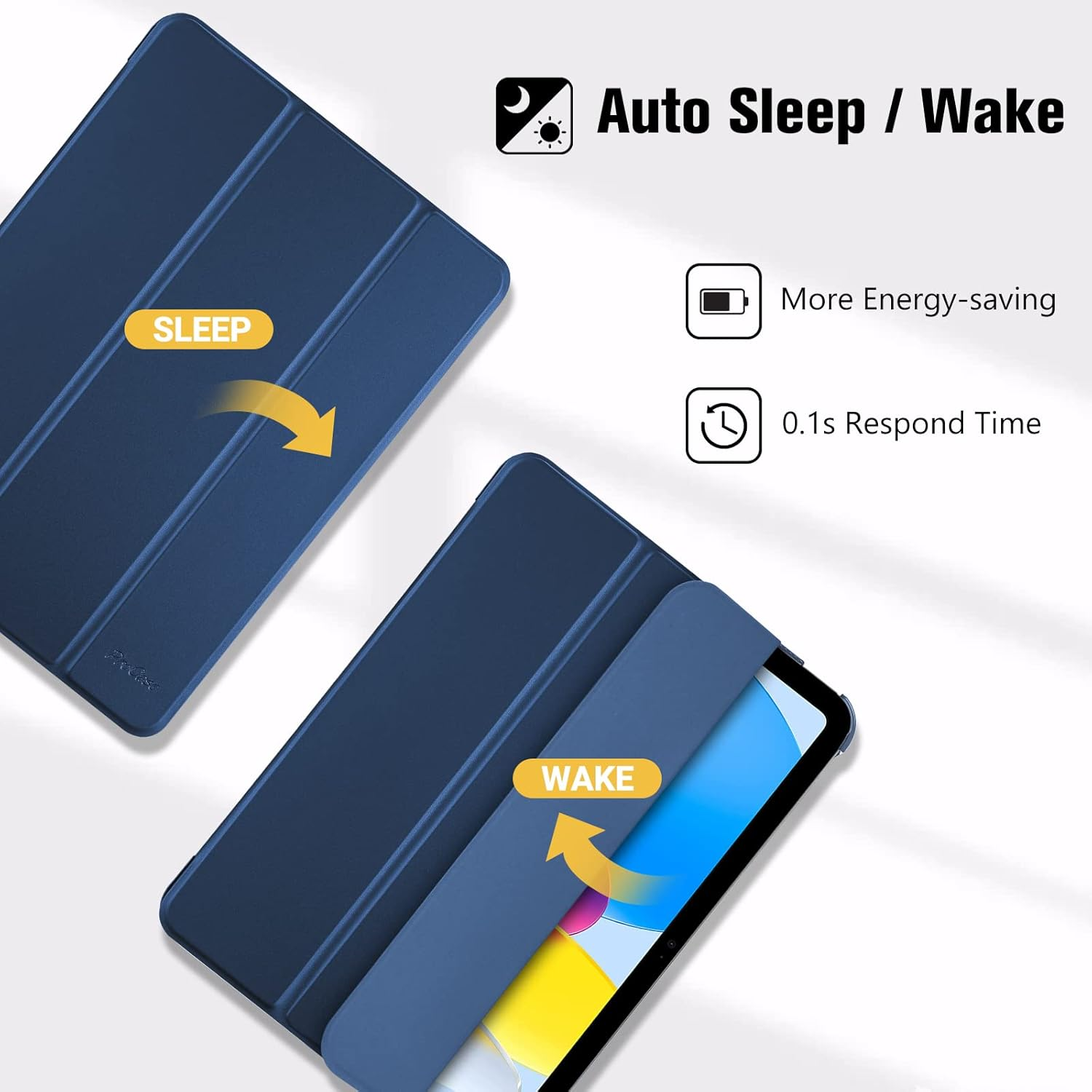 Procase for Ipad (A16) 11Th Generation 11 Inch 2025/ Ipad 10Th Generation 10.9 Inch 2022 Case, Slim Smart Cover with Translucent Hard Shell Back, Supports Touch ID, Auto Wake/Sleep -Navy image number 5