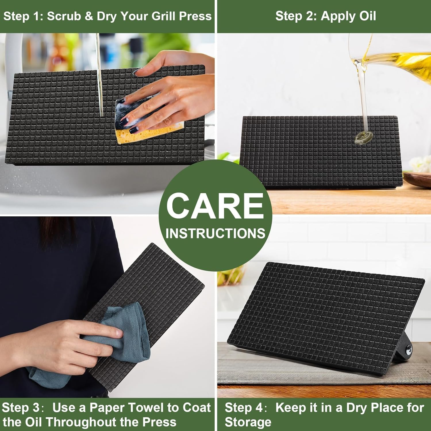 Burger Press, Anfower 7" round & 8.2"X4.3" Rectangle Heavy-Duty Cast Iron Smash Bacon Press Meat Steak with Wood Handle for Griddle, Sandwich, Nonstick Pan image number 1