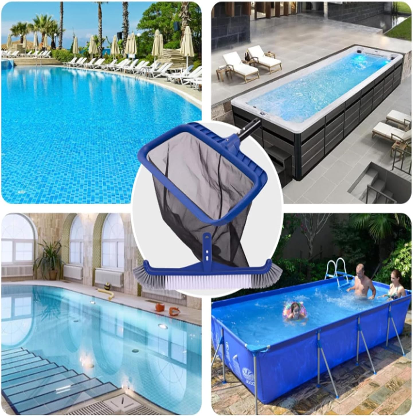 Pool Brush Head, Swimming Pool Scrub Brush for Inground Pools & Above-Ground Pools, Enhanced Durable Nylon Bristles Pool Brush Head with Curved Ends for Cleaning Pool Walls Tiles Floors image number 2