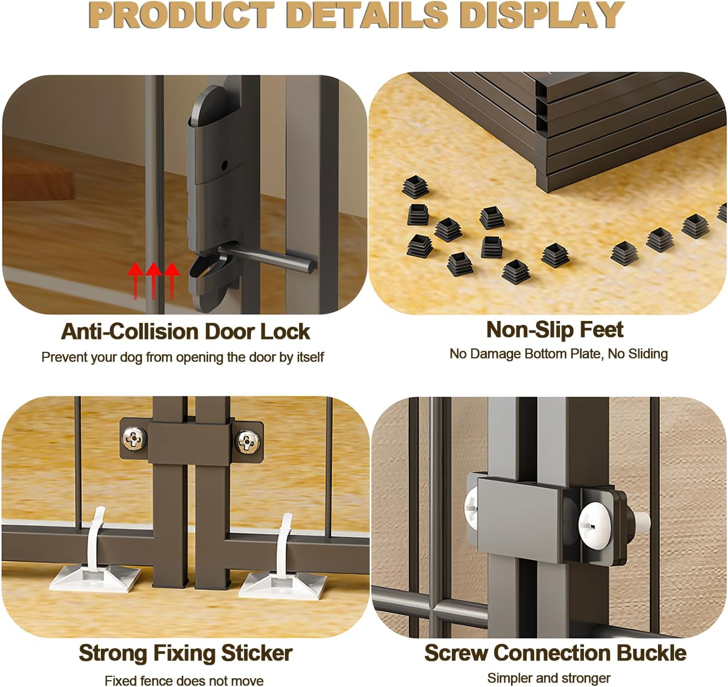 Metal Dog Playpen,6-Panel 24" Pet Playpen with Door,With Door Anti-Rust Exercise Fence,Indoor/Outdoor Dog Pen for Small and Medium Dogs Play,Foldable (Black) - Black image number 3