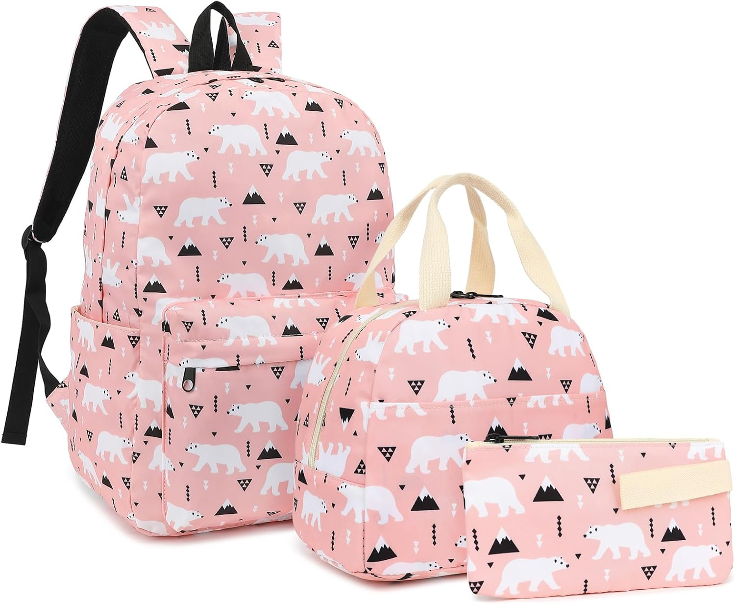 Girls School Backpacks for Kids Teens, 3-In-1 School Bag Bookbags Set with Lunch Bag Pencil Case - Avocado image number 3