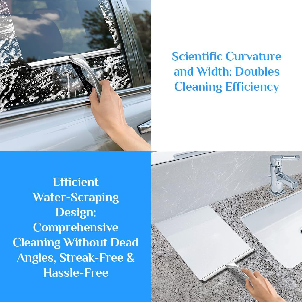 Stainless Steel Shower Squeegee,With Hook,12-Inch Shower Squeegee,All-Purpose Window Cleaner,Practical Cleaning Scraper,For Home Bathroom Kitchen image number 4