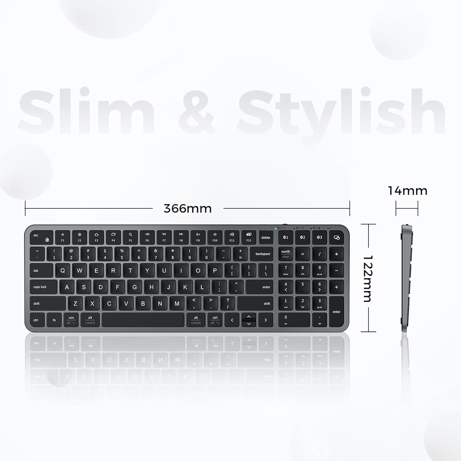 Iclever BK20 Bluetooth Keyboard, with Numeric Keypad, Multi-Device Rechargeable and Stable Connection Compact Size Wireless Keyboard for Macbook, Laptop, Ipad, Tablet, Windows image number 5