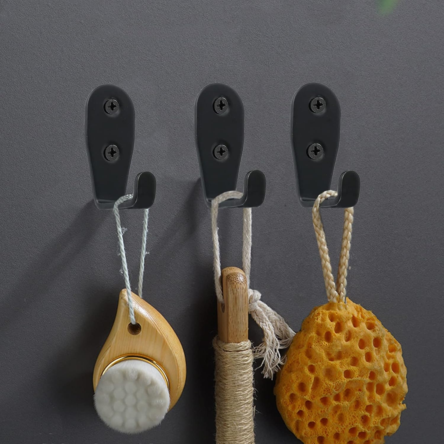 Ymaiss 10Packs Stainless Steel Hooks for Hanging, Heavy Duty Wall Hooks, Coat Hooks, Single Robe Hook, Bathroom Towel Hooks, Key Hooks for Bathroom, Kitchen,Etc(Black L Shaped Small 3Mm Thickness)