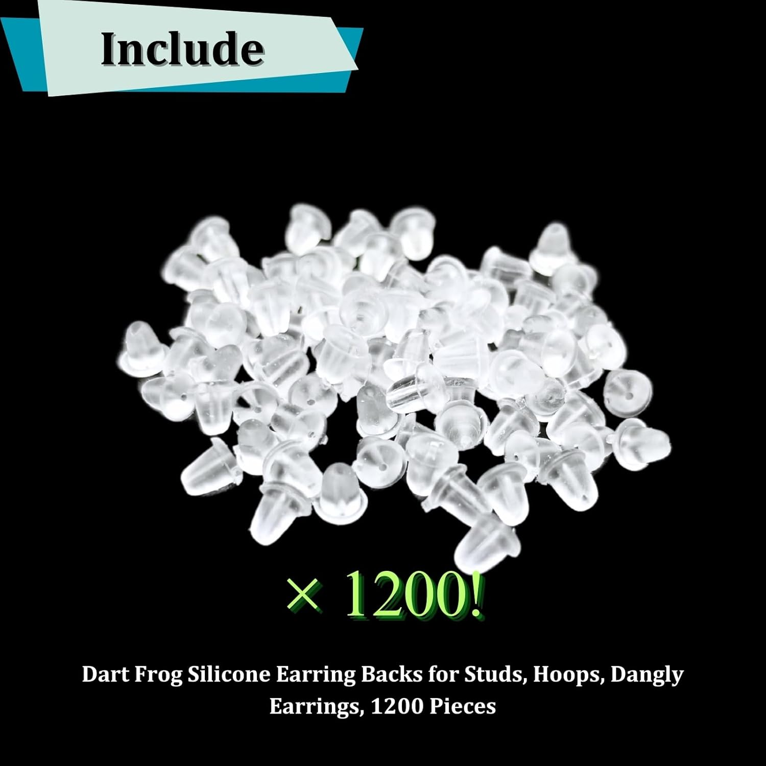 Dart Frog 1200 Silicone Earring Backs for Studs, Hoops, Dangly Earrings image number 4