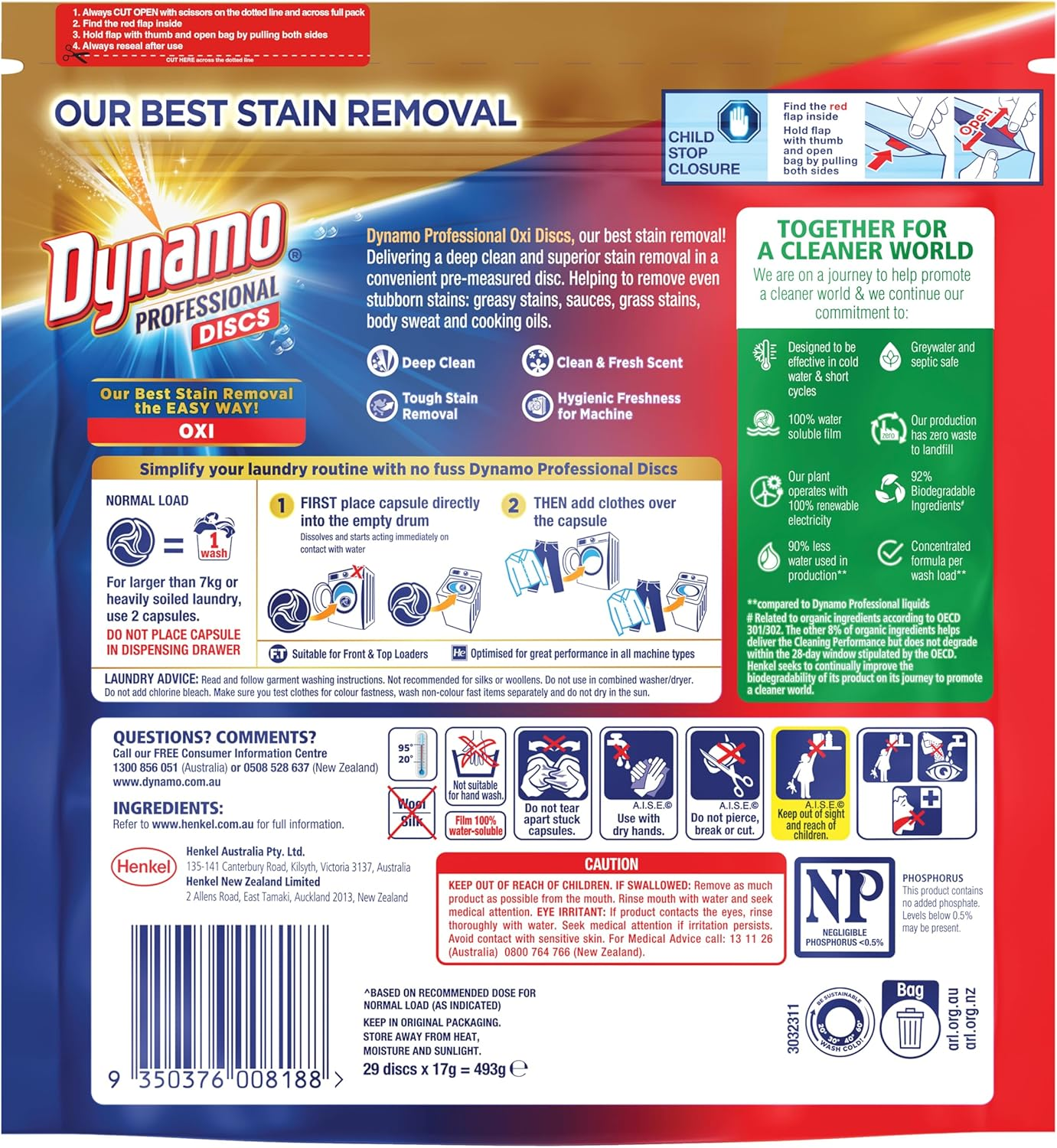 Dynamo Professional Deep Clean Oxi Laundry Detergent Discs (29 Capsules) image number 2