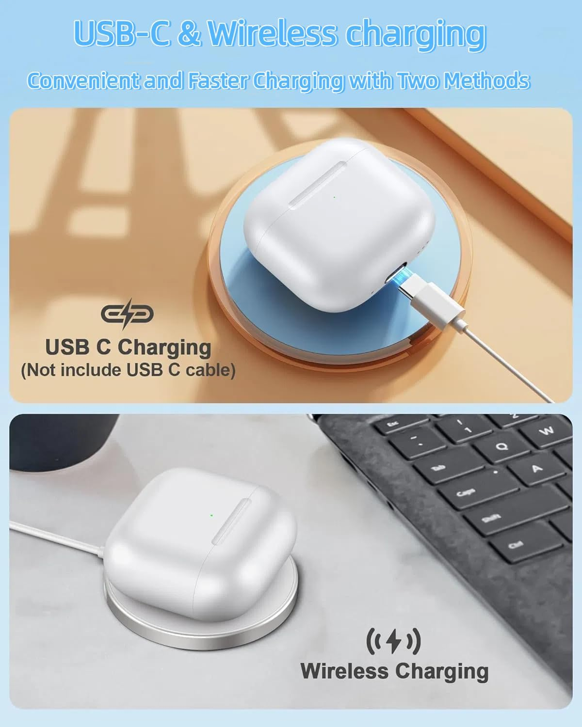 PLALZDS Wireless Charging Case Replacement Compatible with Airpods 4Rd Generation, Charger Case for Airpods 4 with Bluetooth Pairing Sync Button image number 2