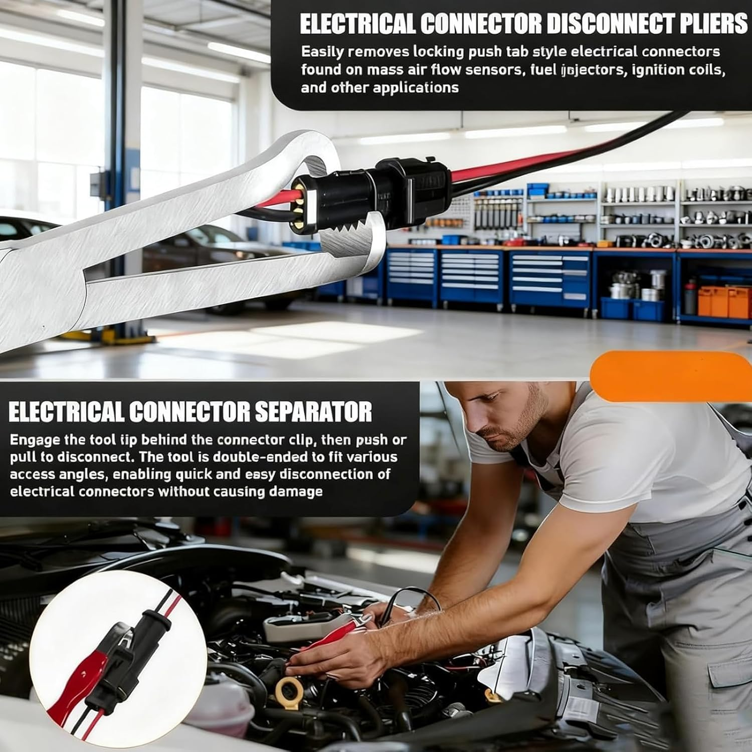 Electrical Disconnect Pliers Connector Separator, Universal Multi Electrical Plier Wire Quick Disconnect, Hose Clamp Pliers Connector Removal Tool for Car, Truck Wiring Harness Repair