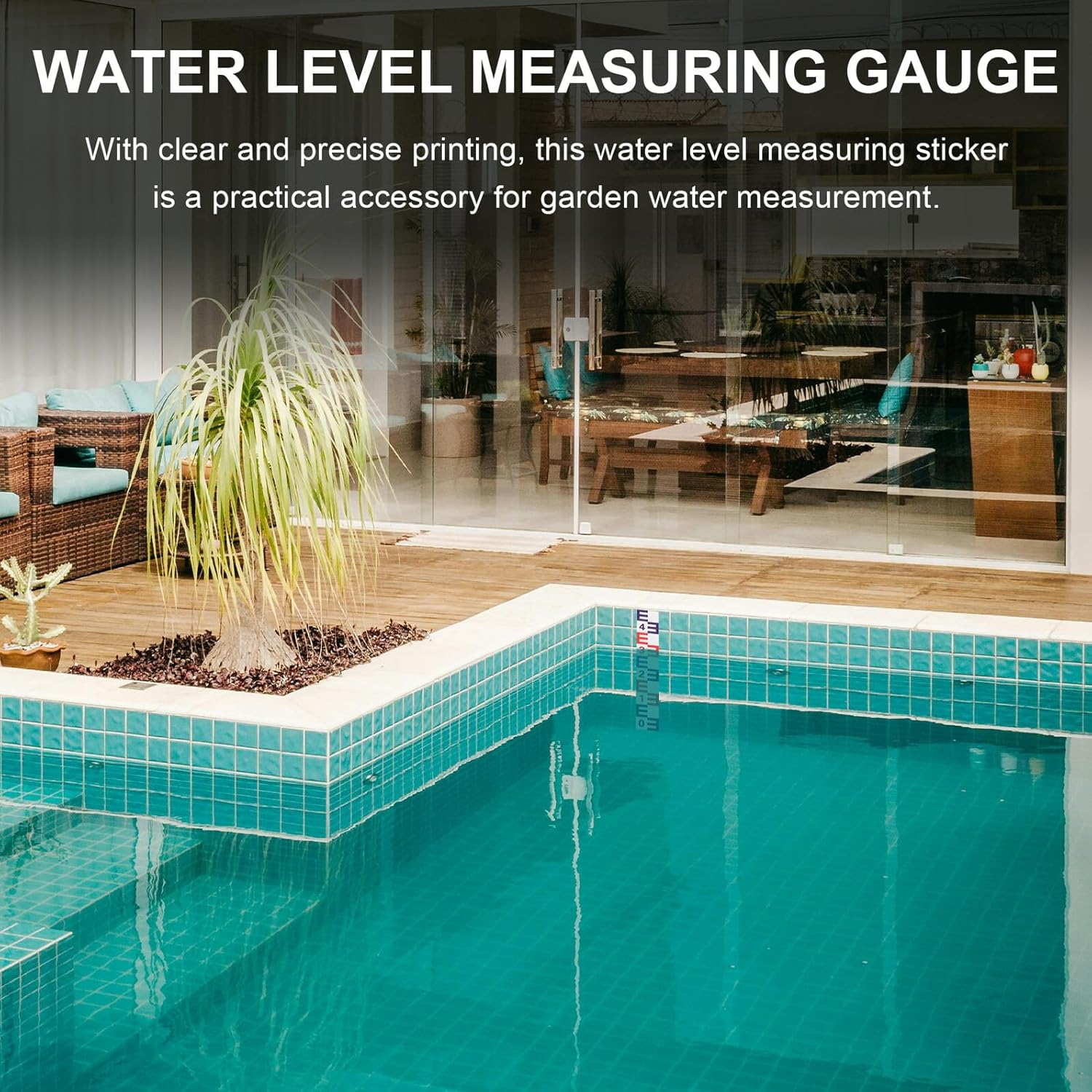 CLISPEED Reflective Corrosion-Resistant Water Level Gauge Sticker Self-Adhesive Pool Lake Measurement Tool Scale for Accurate Garden Water Monitoring