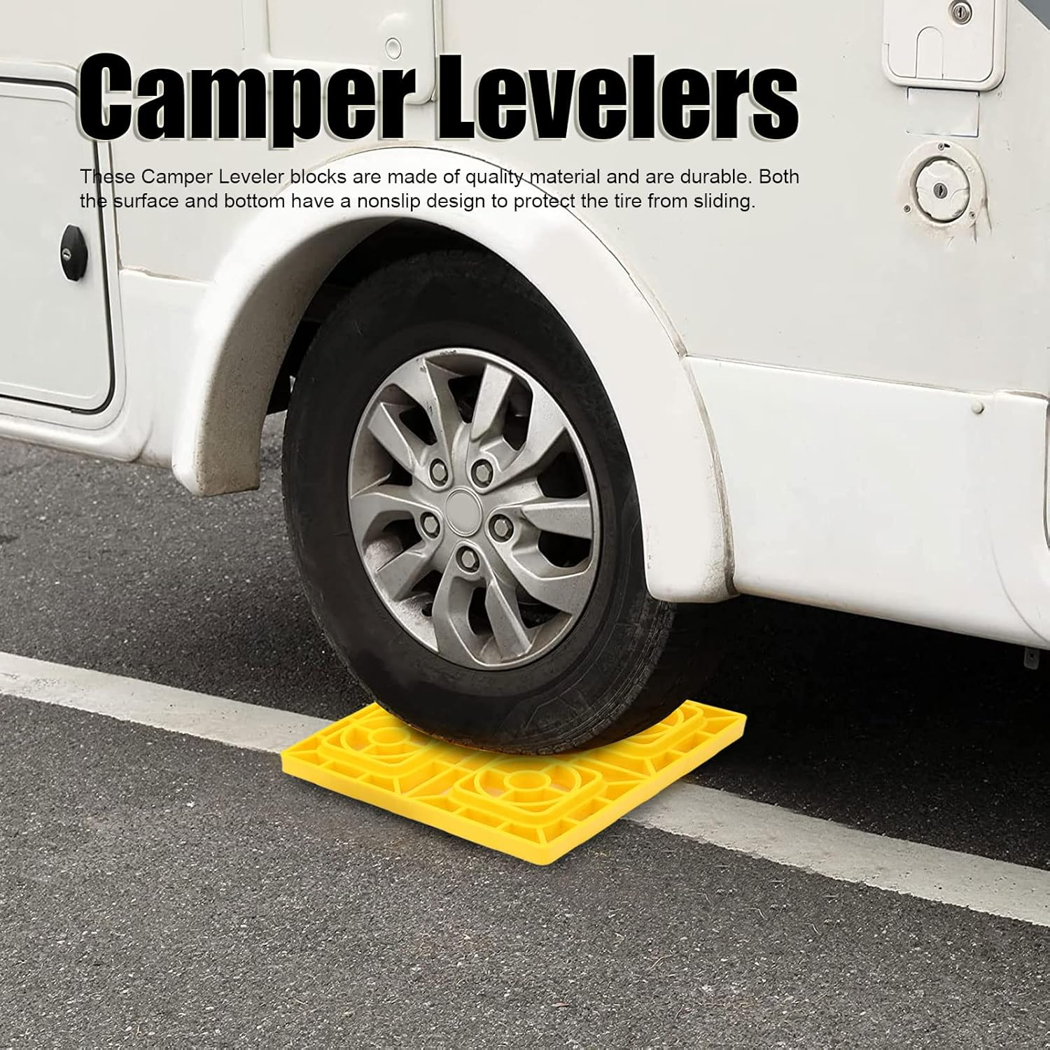 Wheels Leveling Blocks, Heavy Duty Rv Leveling Blocks and Chocks anti Slip Pads Design for Leveling Single and Dual Wheels, Levelers 10 Pack with Carrying Bag image number 3