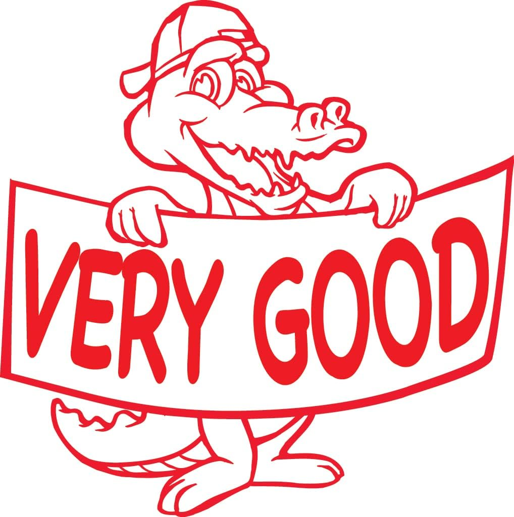 Shiny Very Good Crocodile Pre-Inked Merit Stamp, Red