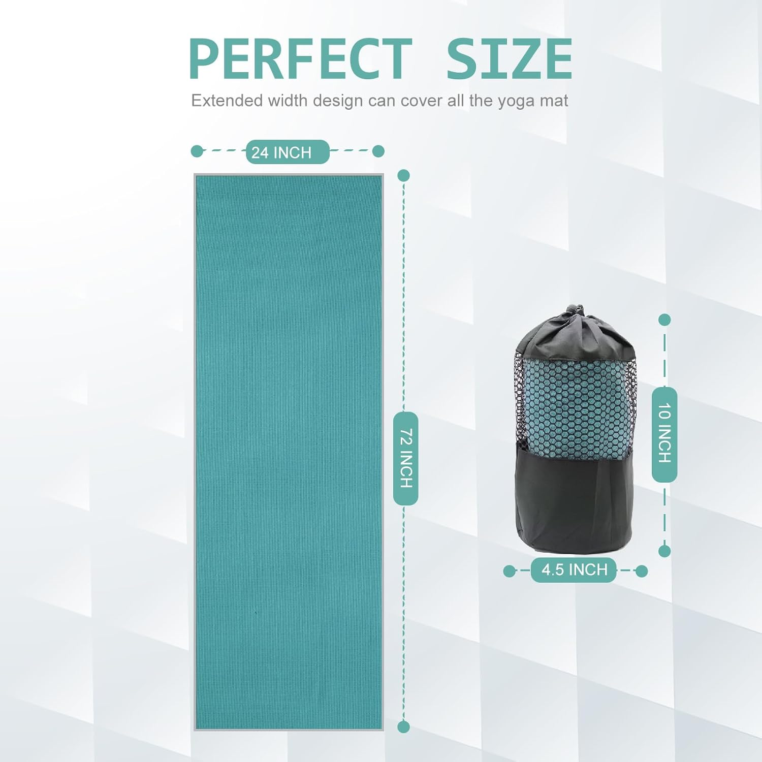 Eunzel Yoga Towel,Hot Yoga Mat Towel with Grip Dots Sweat Absorbent Non-Slip for Hot Yoga, Pilates and Workout 24" X72", Dark Cyan image number 4