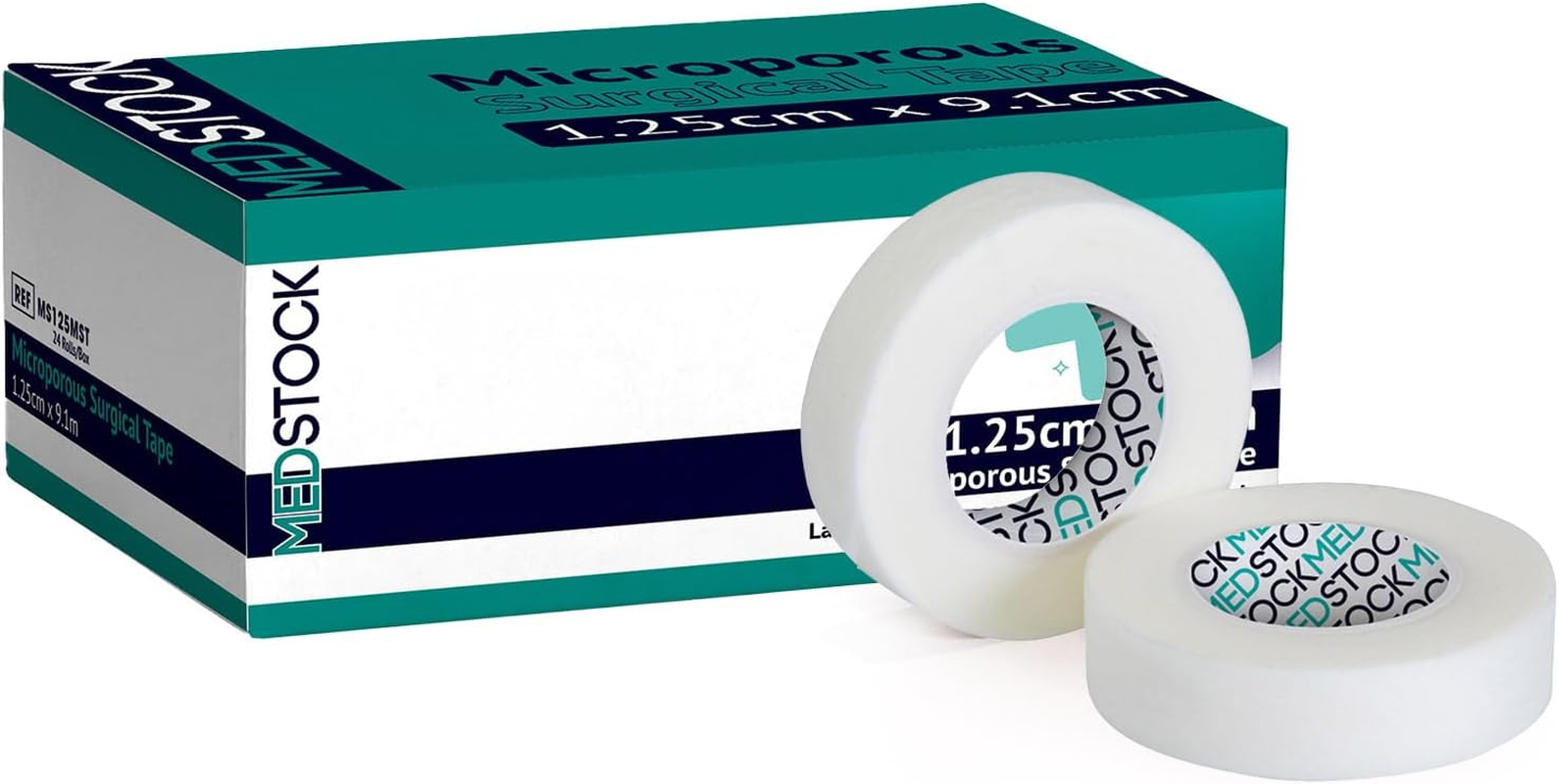 MEDSTOCK Premium Microporous Surgical White Tape, 2.5Cm X 9.1M, 12 Rolls/Box, Latex-Free, Ideal for Dressing Fixation & Scar Management, Hypoallergenic, Breathable & Tearable