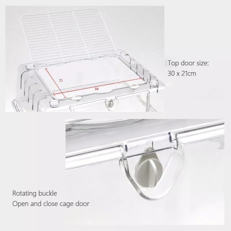 Hamster Mice Cage Habitat Portable Breathable Ventilation Habitat with Openable Top for Gerbils Small Animals Guinea Pigs Mice Rats, Clear image number 6