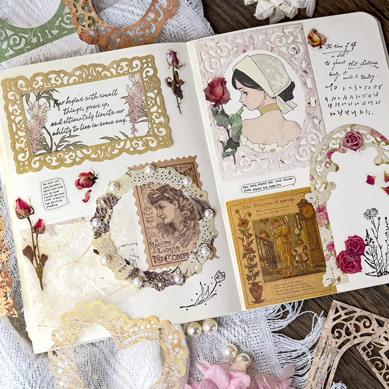 6 Packs Paper Lace Cutouts Vintage Lace Paper Frame Decorative Paper Die-Cut Paper Border with Pattern Printed Paper Lace Doily for Scrapbooking Journaling Card Making Crafts (Dream) image number 6