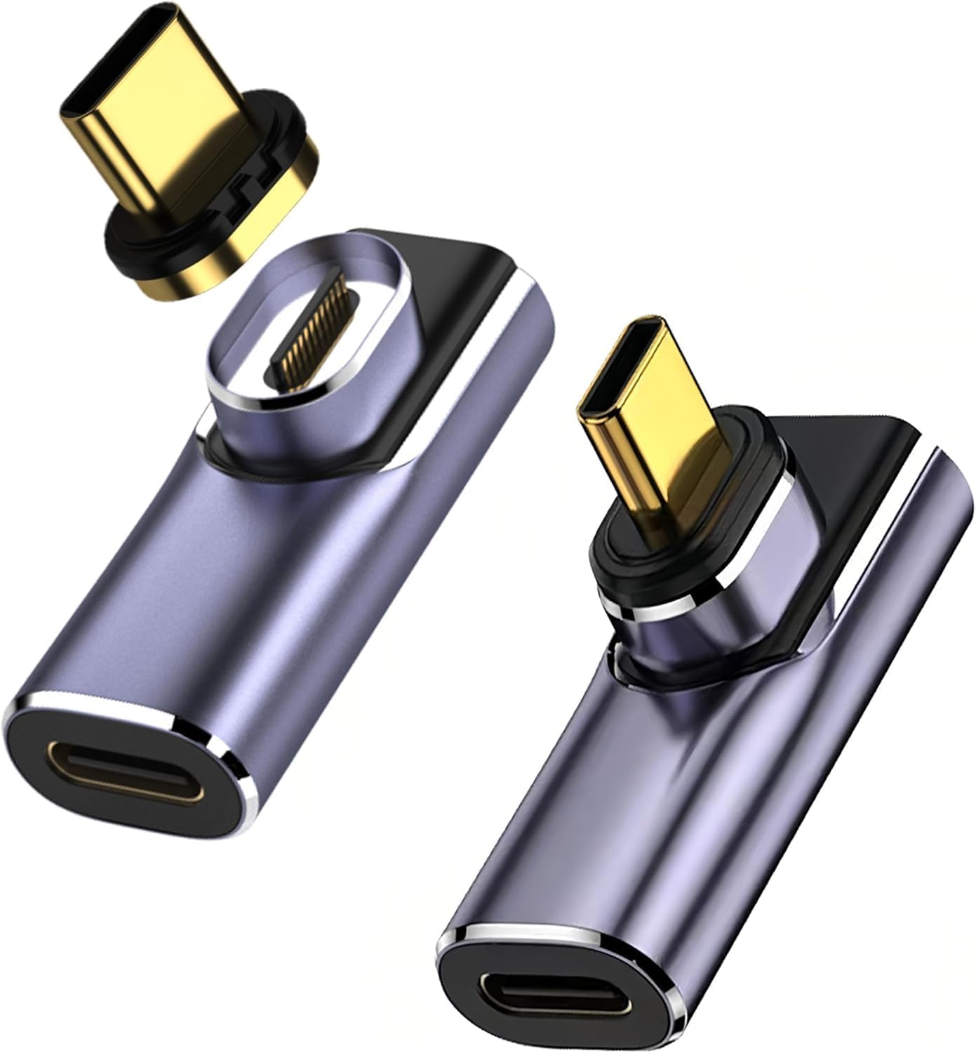 Magnet USB 140W Magnetic 90 Degree Adapter (2 Pack), Right Angle USB-C Male to USB-C Female 40Gbps Connector for Macbook Pro/Air, Tablet, Laptop, Mobile Phone and More Type C Devices (2) image number 2