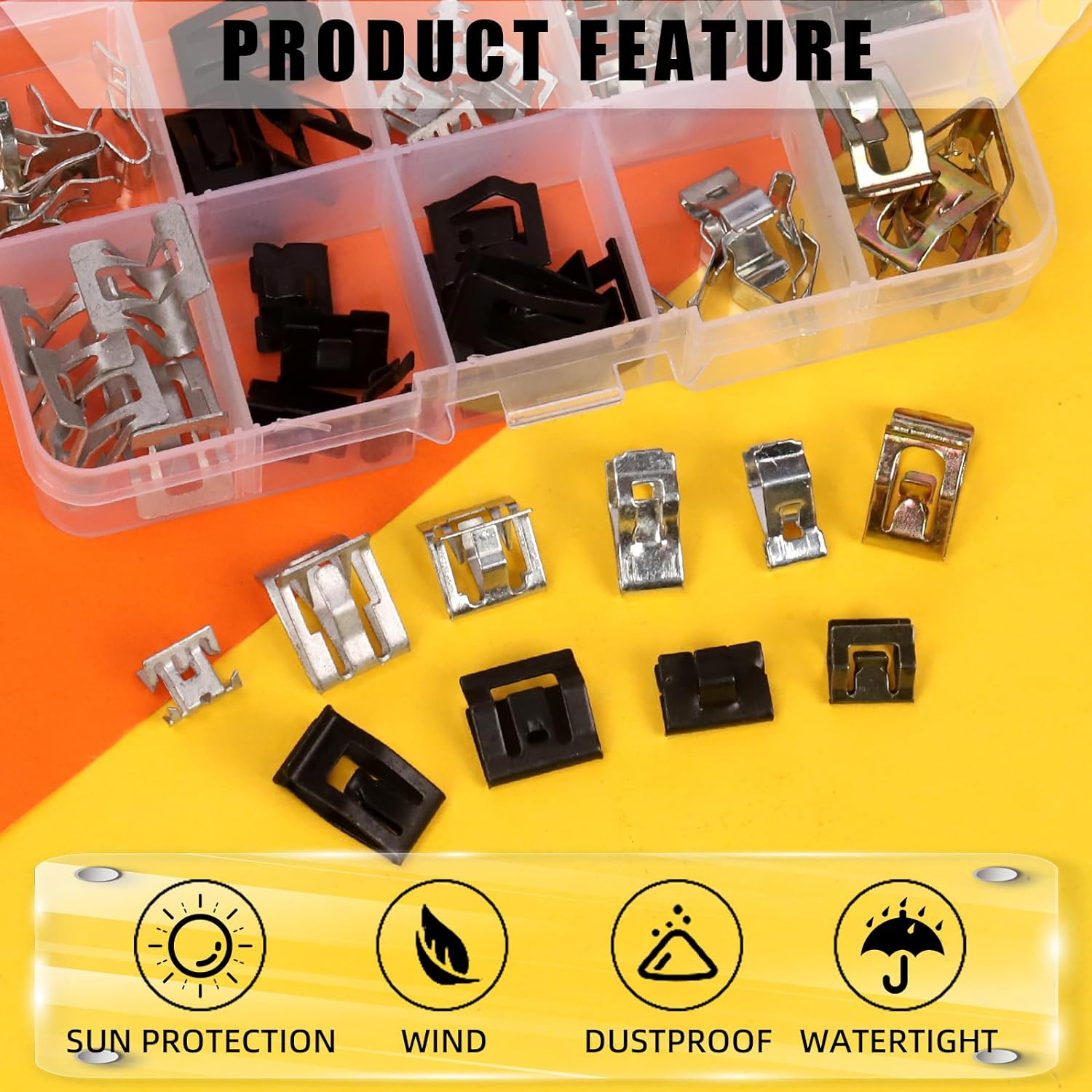 Tanstic 50Pcs 10 Sizes Metal Trim Panel Spring Clip Kit, Including 1# 2# 3# 4# 5# 6# 7# 8# 9# 10# Metal Retainer Clips Automotive Car Interior Trim Clips Moulding Fastener Compatible with Audi VW image number 4