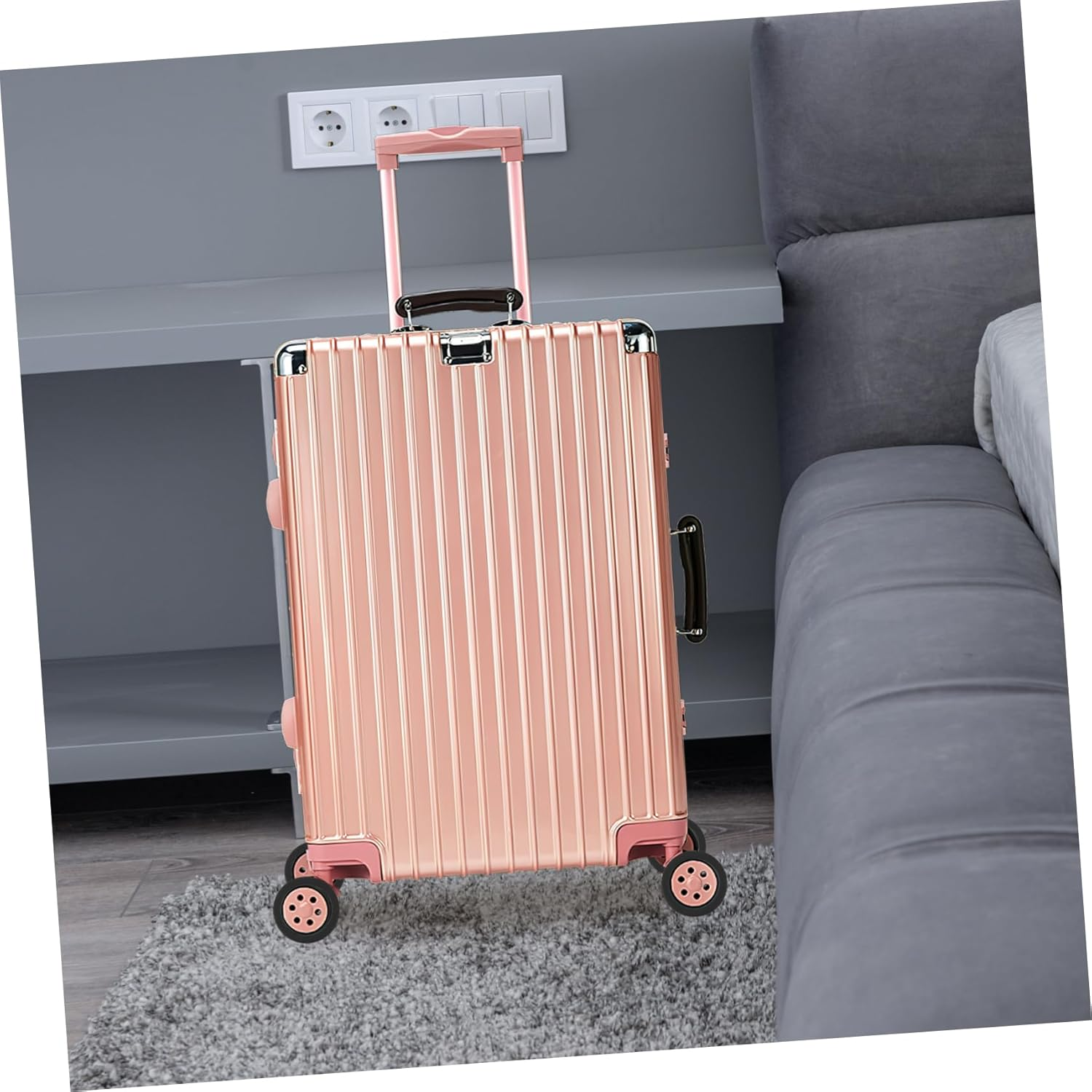 8Pcs Rubber Suitcase Wheel Covers Travel Luggage Wheel Protector Covers Noise Reduction Dark Color Floor Protectors for Suitcases image number 5