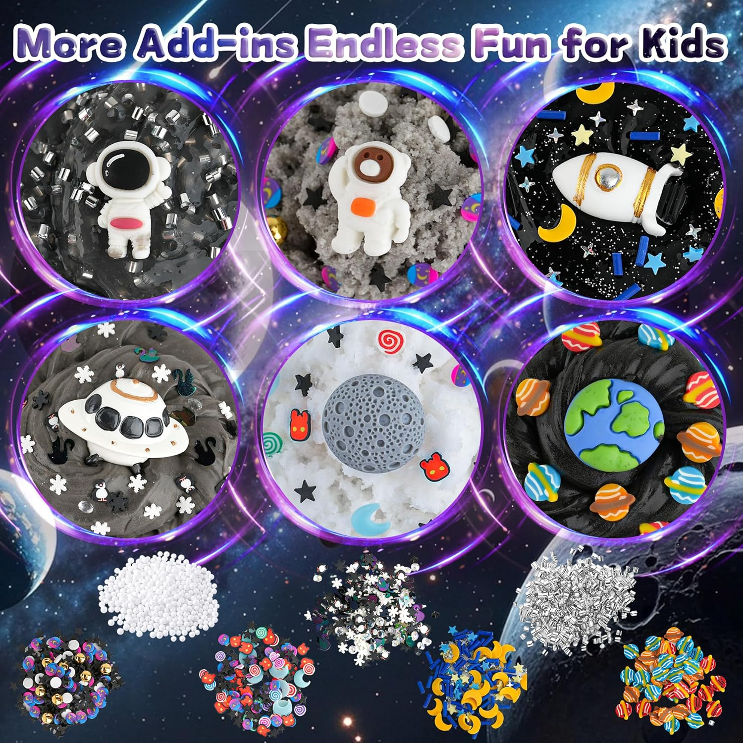 6 Packs Galaxy Slime Kit - Cloud Slime, Butter Slime & Clear Space Slime for Kids with Slime Add-Ins, 360Ml Slime Kit for Boys & Girls Birthday Halloween Christmas Easter Party Favors (Galaxy)