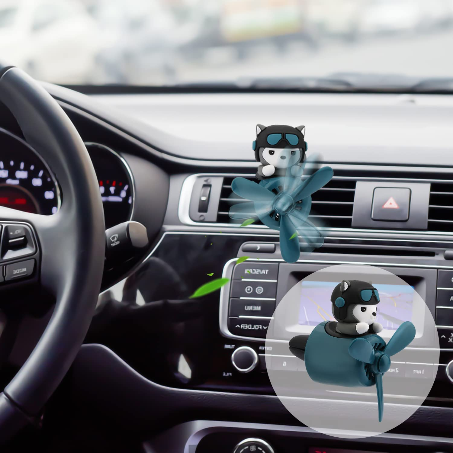 Cute Husky Dog Pilot Car Air Fresheners, Air Vent Clips Cute Cartoon Pilot Rotating Car Diffuser Decorations Interior Aesthetic Car Air Outlet Clips for Car Air Conditioner Women Men image number 5